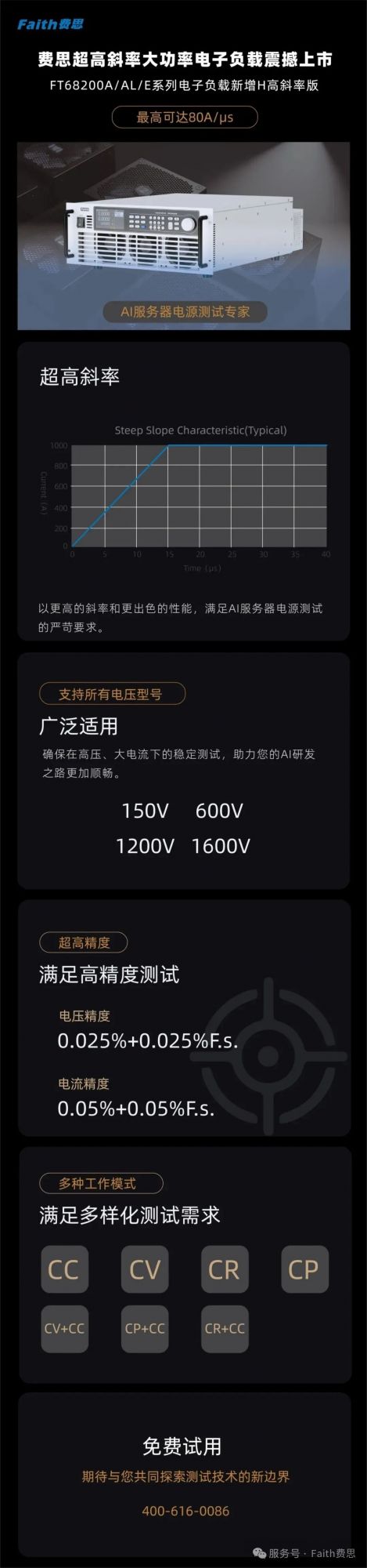 费思超高斜率AI服务器电源测试专用电子负载-H系列发布